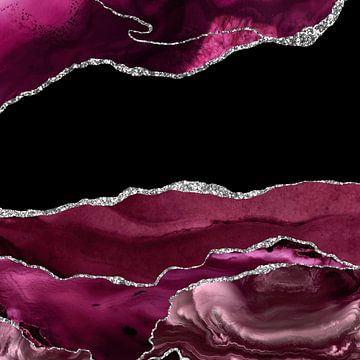 Burgundy & Silver Agate Texture 02 by Aloke Design