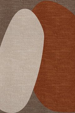 Moderne abstracte geometrische organische retrovormen in aardetinten: bruin, terracotta, beige van Dina Dankers