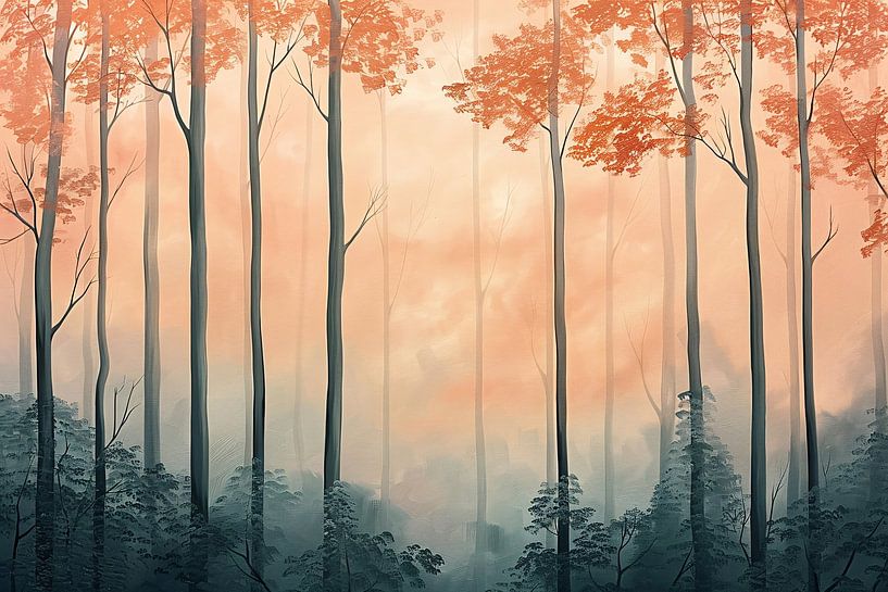 Moderne schilderij van herfstbos van Art & Soul Creations