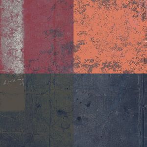 Quadrata. Abstracte minimalistische kunst in rood, blauw, groen en oranje van Dina Dankers