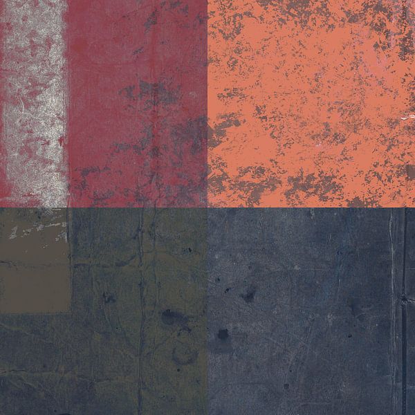 Quadrata. Art abstrait minimaliste en rouge, bleu, vert et orange. par Dina Dankers