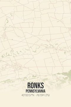 Vintage landkaart van Ronks (Pennsylvania), USA. van MijnStadsPoster