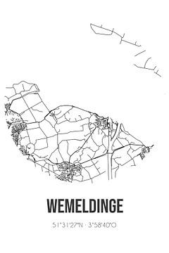 Wemeldinge (Zeeland) | Karte | Schwarz und weiß von Rezona