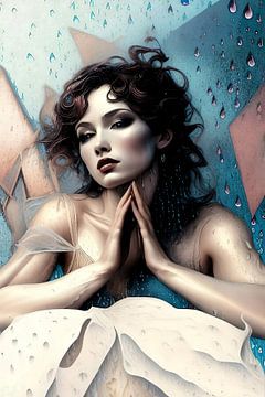 Young woman with raindrops by Retrotimes