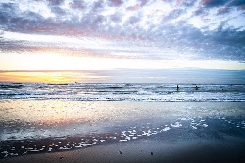 Coucher de soleil sur la plage de Wijk aan zee