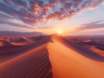 De dag breekt aan in de woestijn van fernlichtsicht