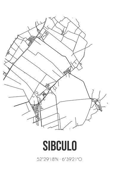 Sibculo (Overijssel) | Map | Black and white by Prints of Place
