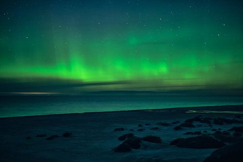 Northern lights over the North Sea near Denmark