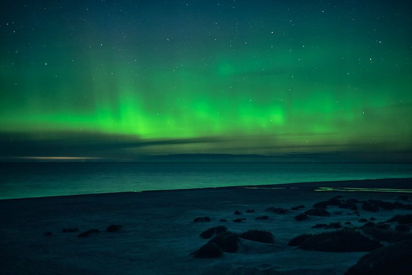Nordlichter über der Nordsee bei Dänemark von Florian Kunde
