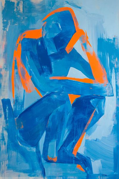 Einsame Gedanken in Blau von Poster Art Shop