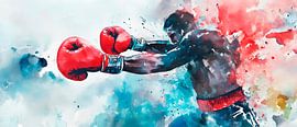 Kraftvoller Boxer im Aquarell-Stil von Poster Art Shop