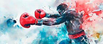 Powerful boxer in watercolour style by Poster Art Shop