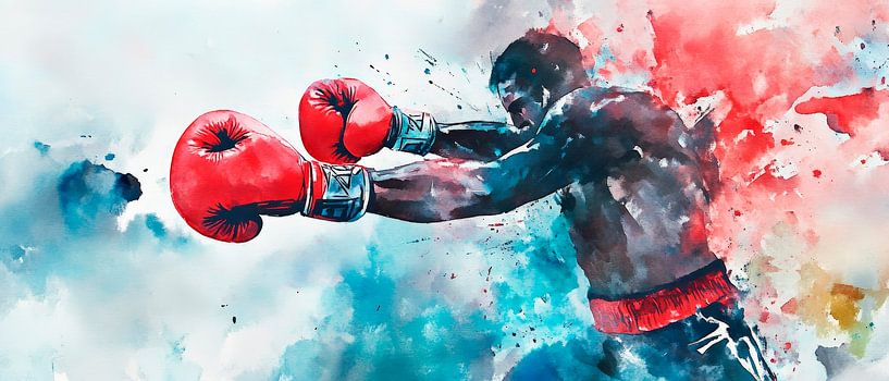 Kraftvoller Boxer im Aquarell-Stil von Poster Art Shop
