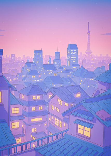 Anime stadsgezicht Tokio Japan van Ruzerin