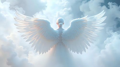 Beschermengel boven de wolken