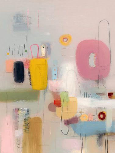 Joueur et abstrait dans des couleurs pastel sur Studio Allee