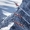 Patrouille Suisse demoteam tijdens de Lauberhornrennen in Wengen. van Martin Boschhuizen
