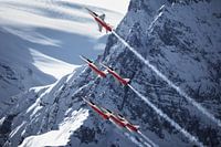 Patrouille Suisse demoteam tijdens de Lauberhornrennen in Wengen.