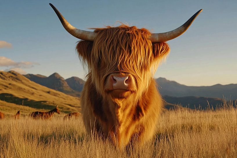 Scottish highlander in the mountains by Art & Soul Creations