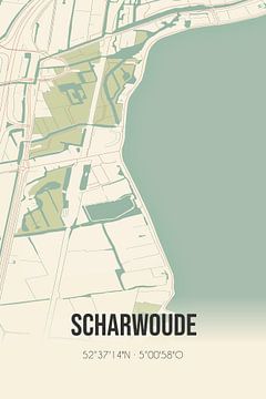 Vintage map of Scharwoude (North Holland) by Rezona