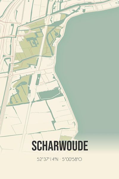 Alte Karte von Scharwoude (Nordholland) von Ortsdrucke