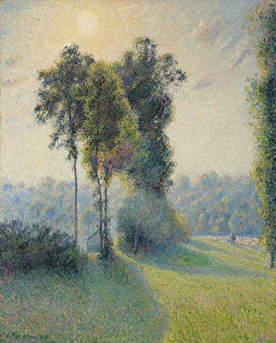 Landschap bij Saint-Charles, nabij Gisors, zonsondergang, Camille Pissarro