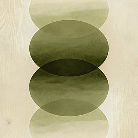 ZEN Organic Ovals - Formes minimalistes superposées couleur olive Texture bois tendre sur Minggu Galeri