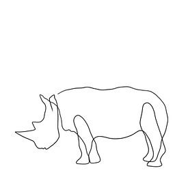 Nashorn One Line weiß von DominixArt