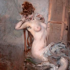 Giovanni Boldini - Naakt van een jonge zittende vrouw van Peter Balan