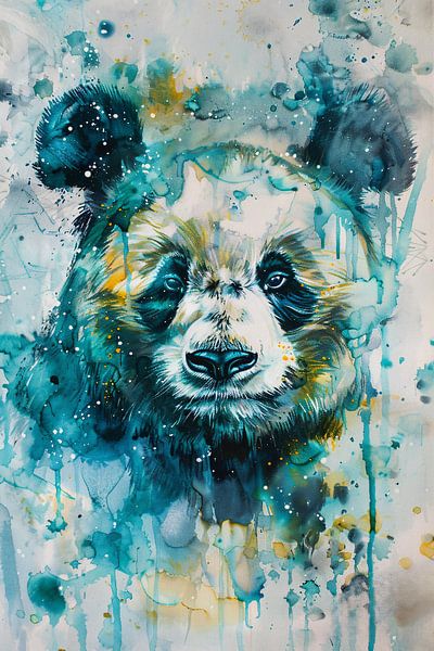 Kleurrijk aquarel schilderij van een panda van Art & Soul Creations