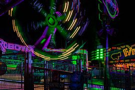 Whirling Forces – A Carousel in the Night-time Light by Mixed media vector arts