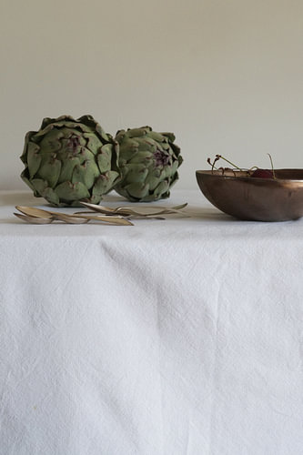 Stillleben mit Artischocken und Kirschen | klassisches botanisches Stillleben