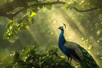 Blue peacock by Poster Art Shop