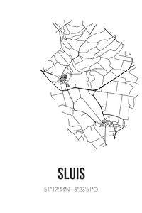 Sluis (Zeeland) | Carte | Noir et blanc sur Rezona