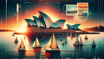 Voiliers au coucher du soleil Sydney sur artefacti