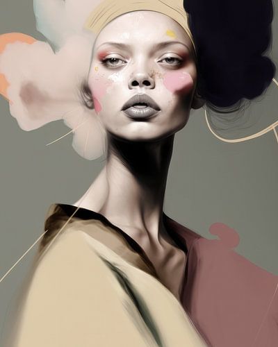 Contemporary portret in pastelkleuren