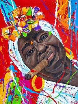 Cuban woman with cigar III by Happy Paintings