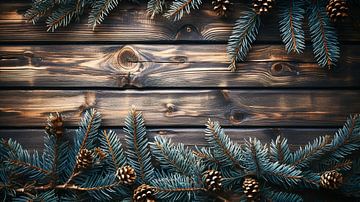 Arrière-plan de Noël avec des pommes de pin et des branches sur Animaflora PicsStock