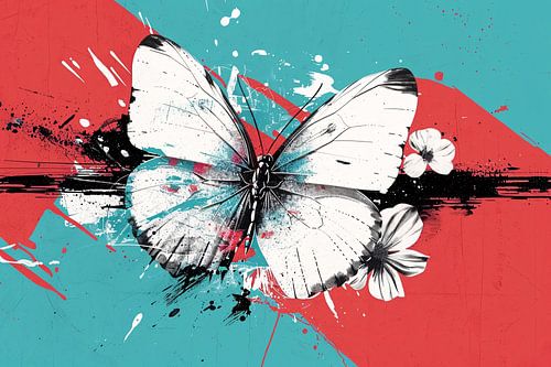 Abstracte moderne vlinder kunst aan de muur