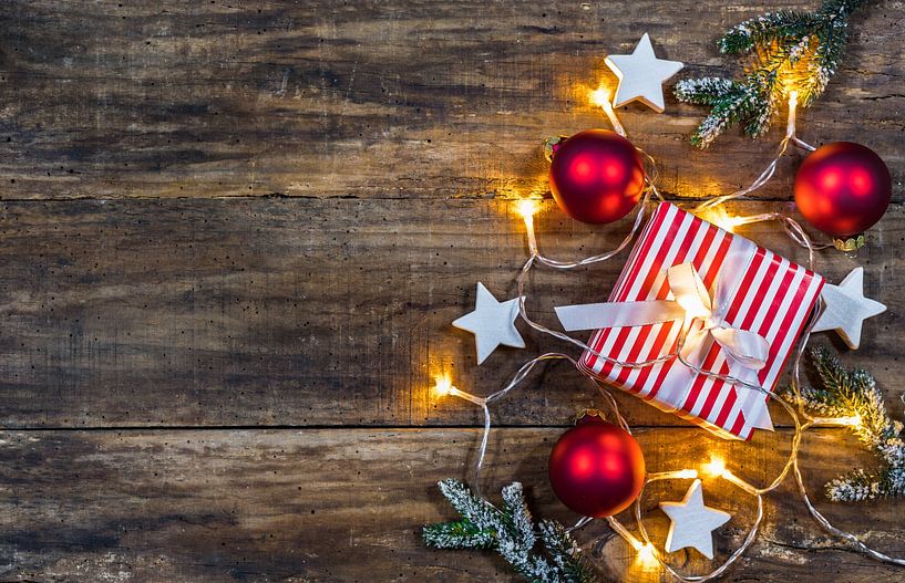 Christmas gift with ornaments and light composition by Alex Winter