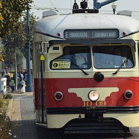 Red Tram in San Francisco by Nancy Robinson