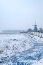 Winterslandschap molen en bevroren sloot von Moetwil en van Dijk - Fotografie Miniaturansicht