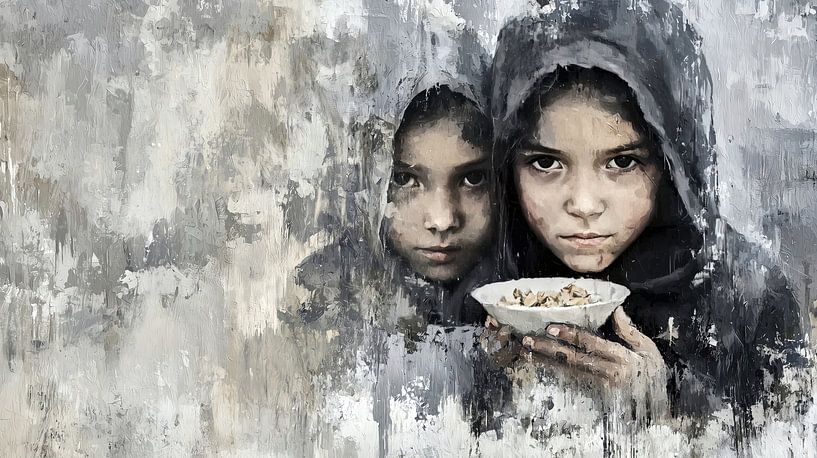 Refugees with a bowl by Frank Heinz