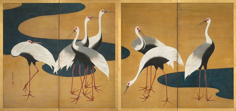 Cranes, Suzuki Kiitsu by Masterful Masters
