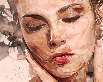 Collage portret van een vrouw (kunst) van Art by Jeronimo
