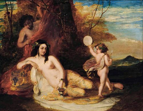 Satyr spies on a reclining nymph