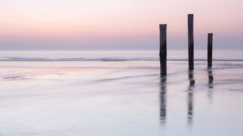 Beach poles in the water in pastel shades by Jefra Creations