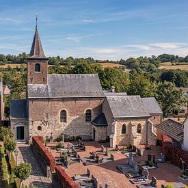 Drone photo of the Holy Cunnibertus Church in Wahlwiller by John Kreukniet
