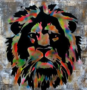 Lion coloré  sur Femke van der Tak (fem-paintings)