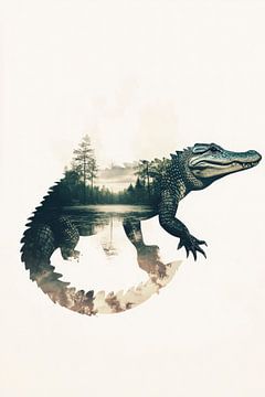 Krokodil en natuur van Poster Art Shop